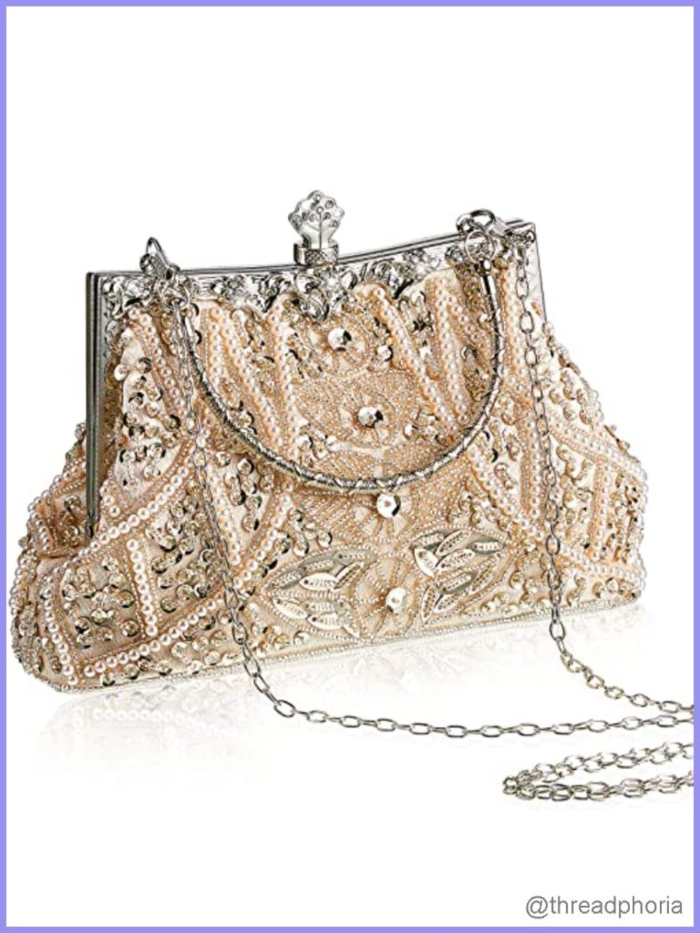 Vintage Beaded Clutch Evening Bag Rhinestone Flapper Purse